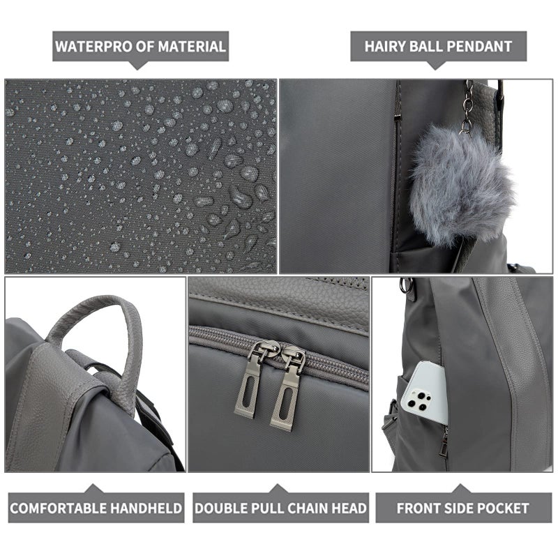 PINCNEL Women Backpack Purse Waterproof Nylon Anti-theft Rucksack Lightweight Shoulder Bag - Image 5